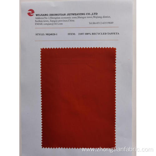 100% Recycled Polyester 210t 75D Taffeta